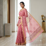 Pastel Pink All-Over Floral Booti Kota Doria Saree