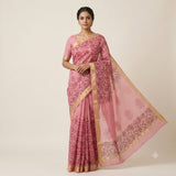 Pastel Pink All-Over Floral Booti Kota Doria Saree