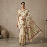 Traditional Off-White Kota Doriya Saree with Floral Prints