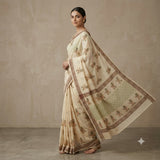 Traditional Off-White Kota Doriya Saree with Floral Prints