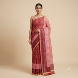 Vibrant Red & Pink Handloom Kota Doriya Saree
