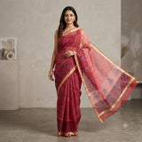 Vibrant Red & Pink Handloom Kota Doriya Saree