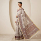 Ivory & Crimson Printed Kota Doriya Saree