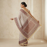 Ivory & Crimson Printed Kota Doriya Saree