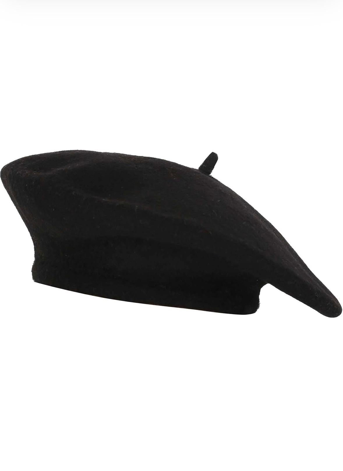 Black beret hat from multiple angles