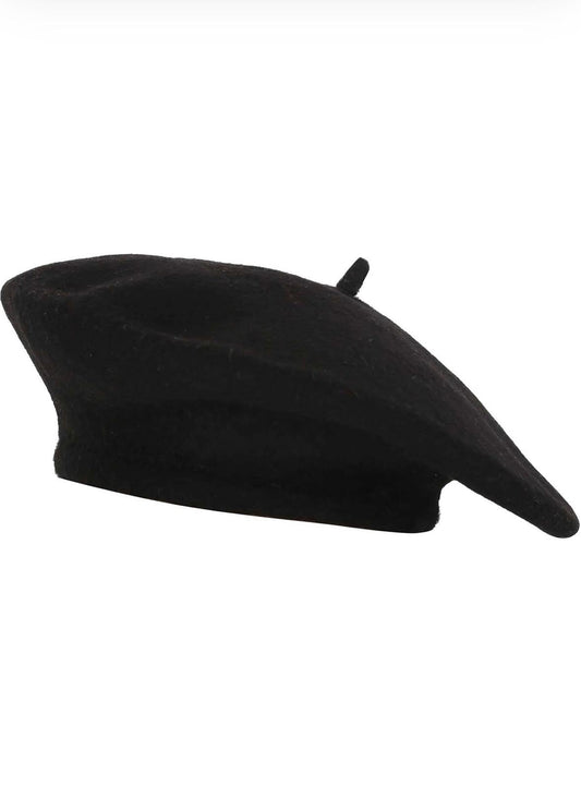 Black beret hat from multiple angles