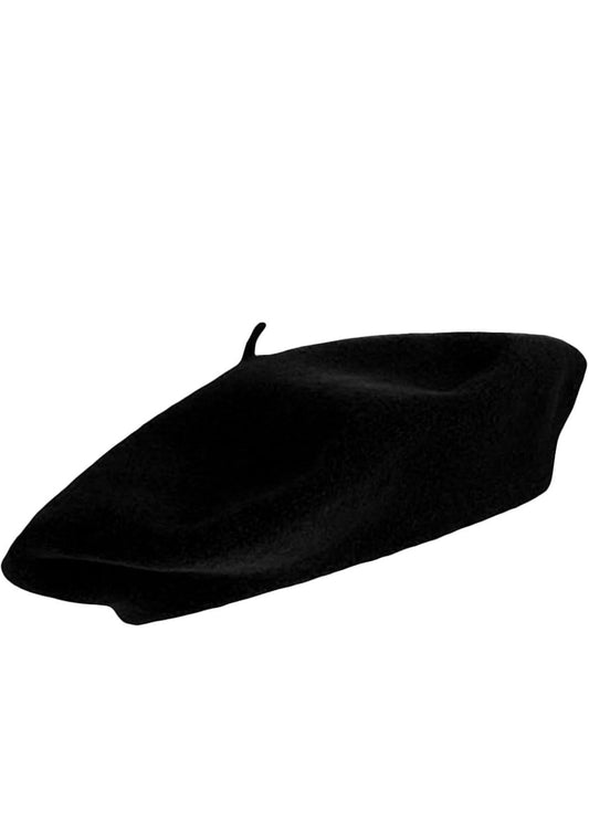 Black beret hat from multiple angles